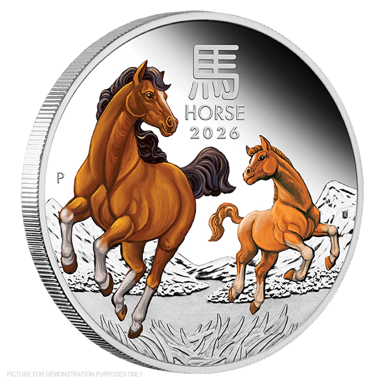 2026 Perth Mint Year Of the Horse - 1oz Silver Proof Coloured Coin